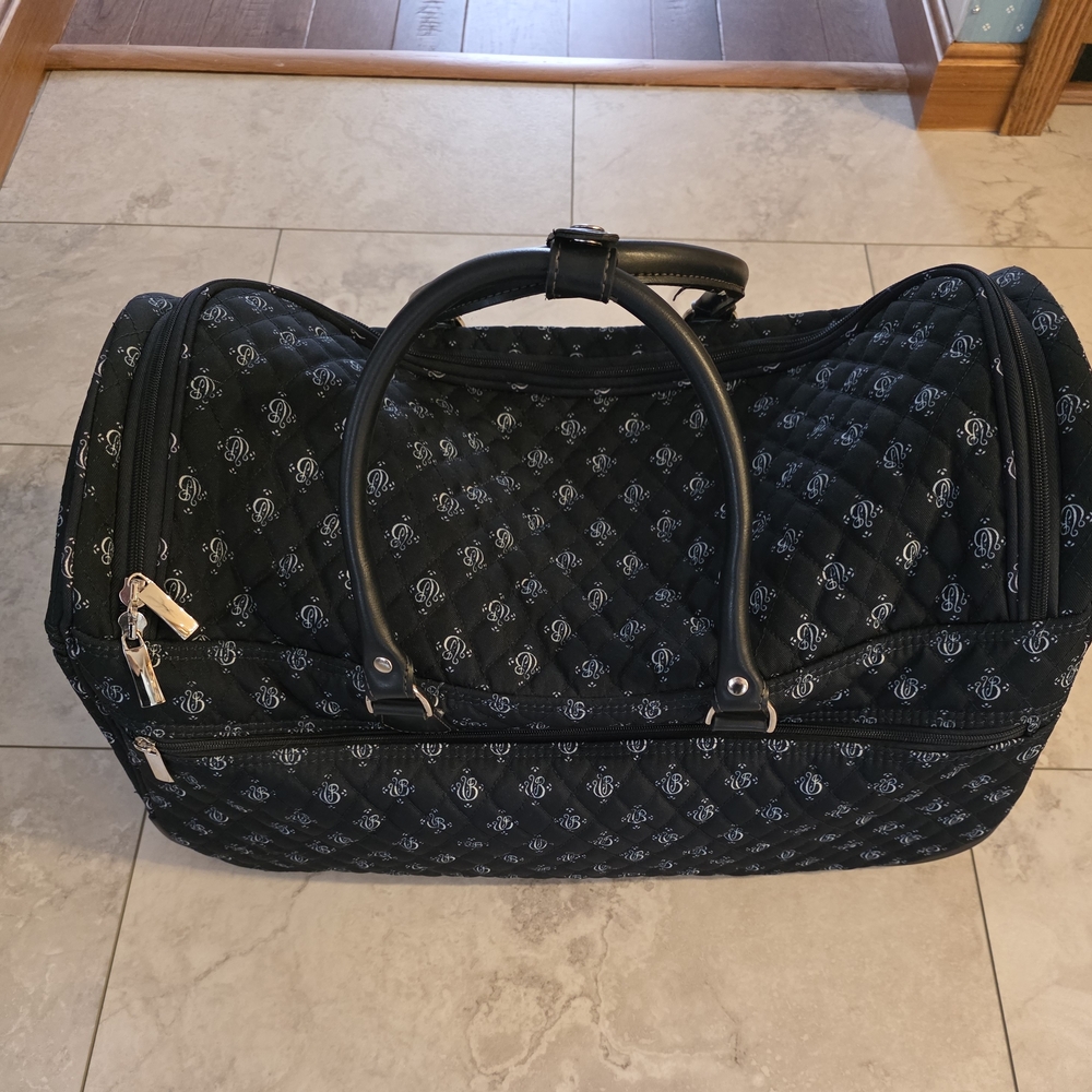 Black Quilted Men’s Travel Duffel Bag - Unbranded